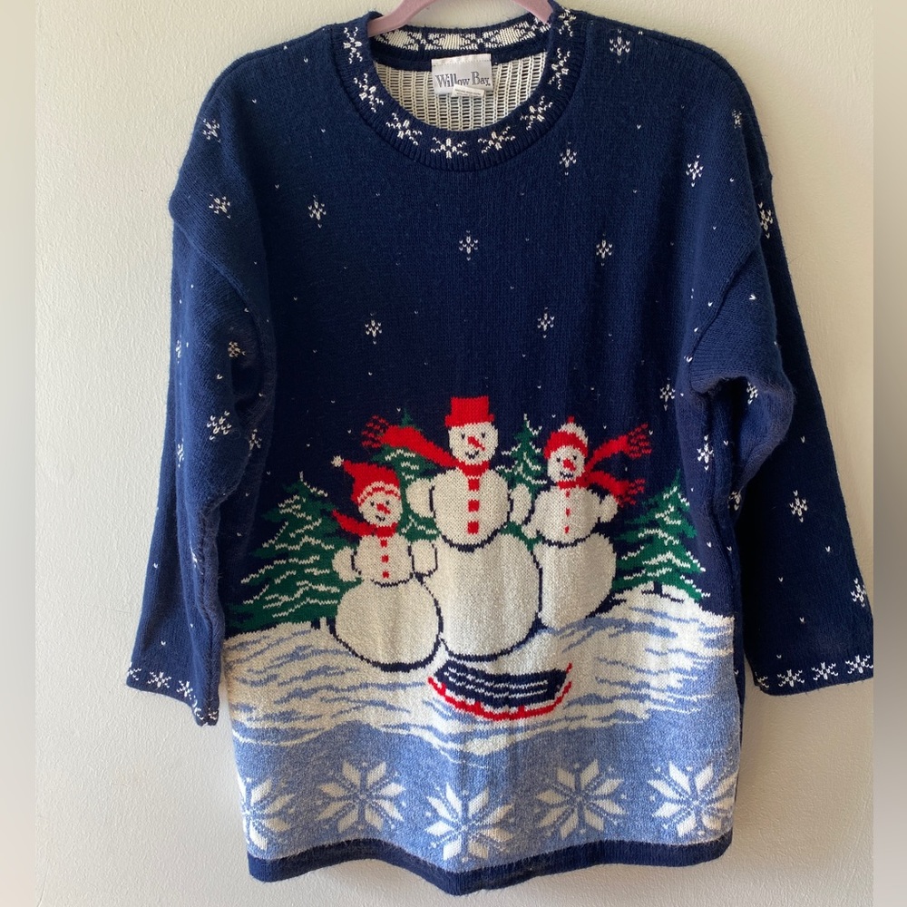 WILLOW BAY Vintage Christmas Sweater with Snowmen - Medium